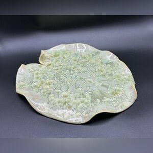 Handcrafted Ceramic Art Piece Lotus leaf crystalline tray / plate/ stand signed